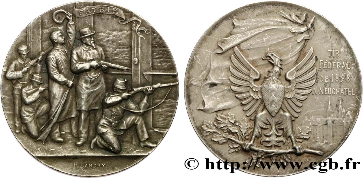 SUISSE - CONFÉDÉRATION HELVÉTIQUE Médaille, Patrie, Tir fédéral TTB+