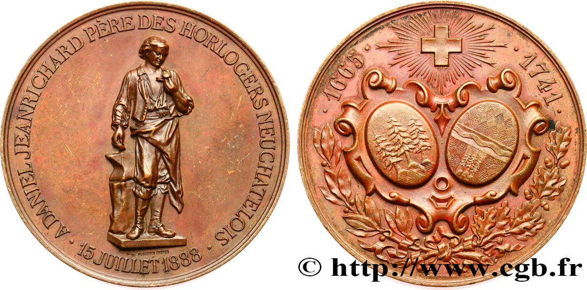 SVIZZERA - CANTON NEUCHATEL Médaille, Inauguration du monument de Daniel Jeanrichard SPL