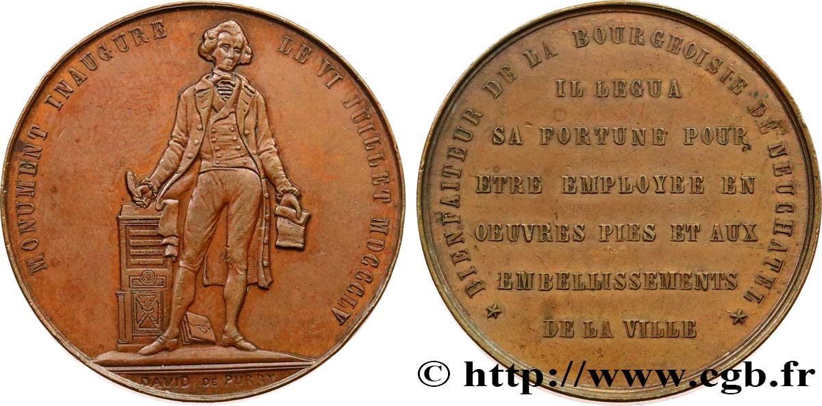 SWITZERLAND Médaille, Inauguration du monument de David de Purry XF