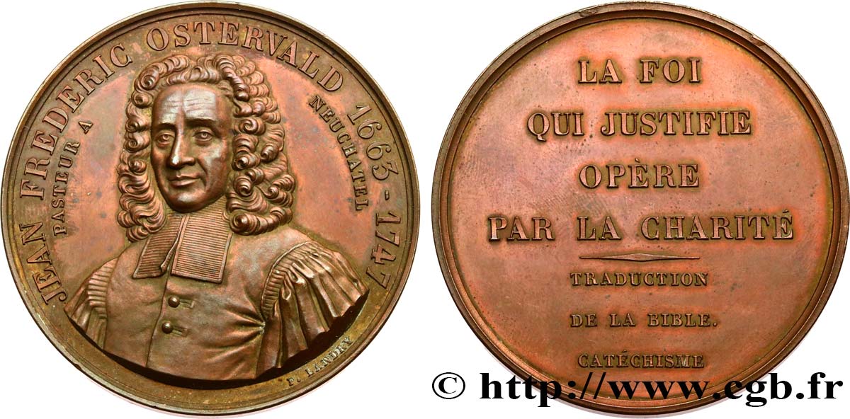 SUIZA - CANTÓN DE NEUCHATEL Médaille, Jean-Frédéric Ostervald MBC+