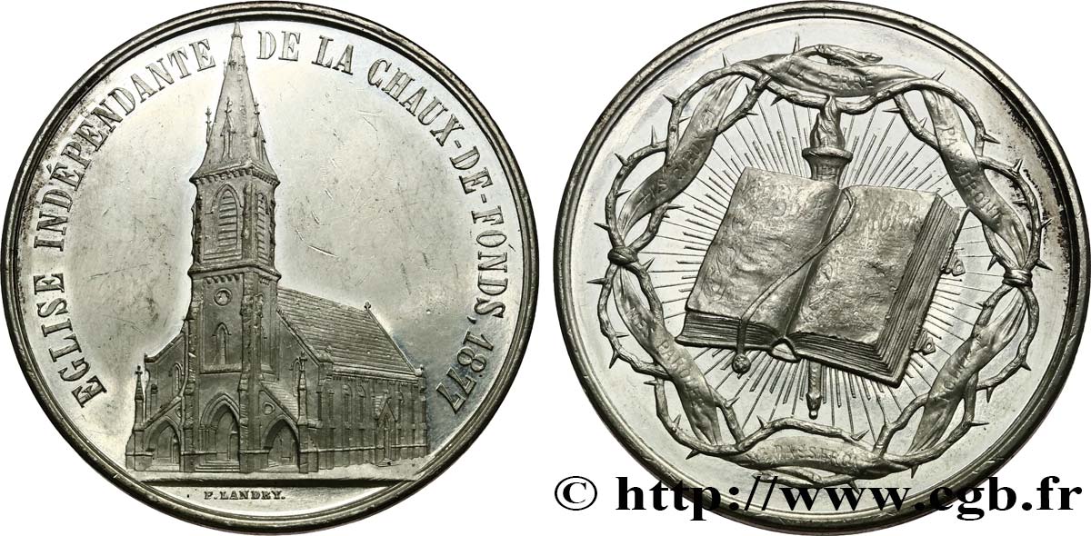 SUISSE - CANTON DE NEUCHATEL Médaille, Église indépendante de la Chaux-de-Fonds TTB+/TTB