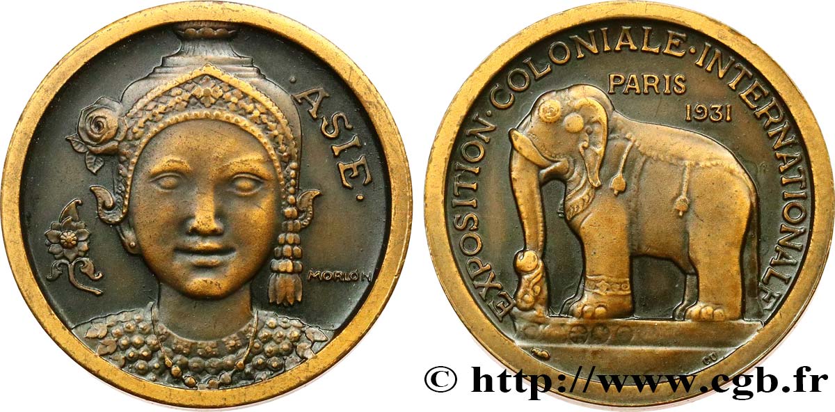 TROISIÈME RÉPUBLIQUE Médaille, Exposition Coloniale Internationale - Asie TTB+