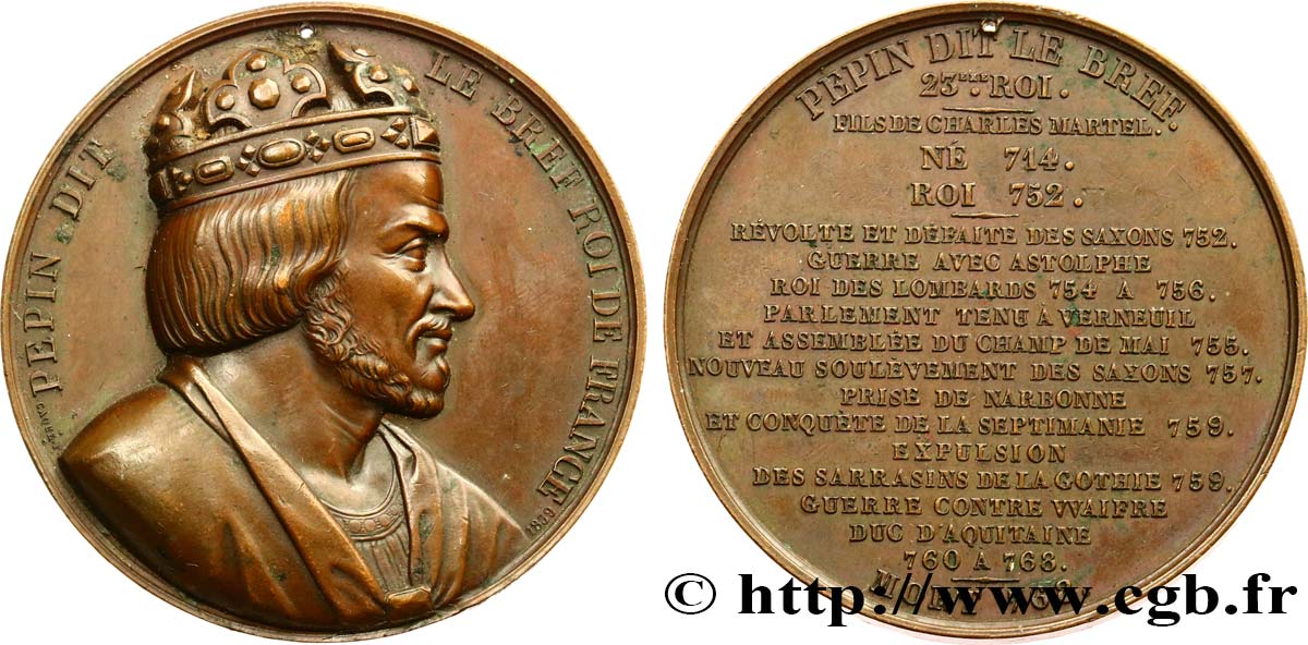 LUIGI FILIPPO I Médaille, Roi Pépin le Bref q.SPL