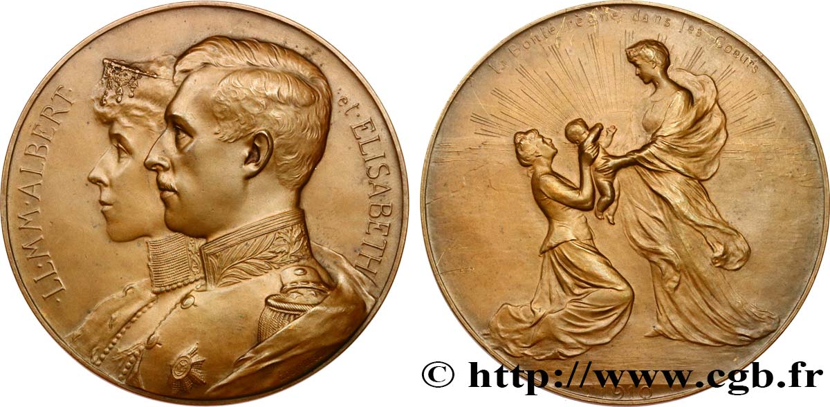 BELGIQUE - ROYAUME DE BELGIQUE - ALBERT Ier Médaille, Anniversaire d’accession au trône SUP