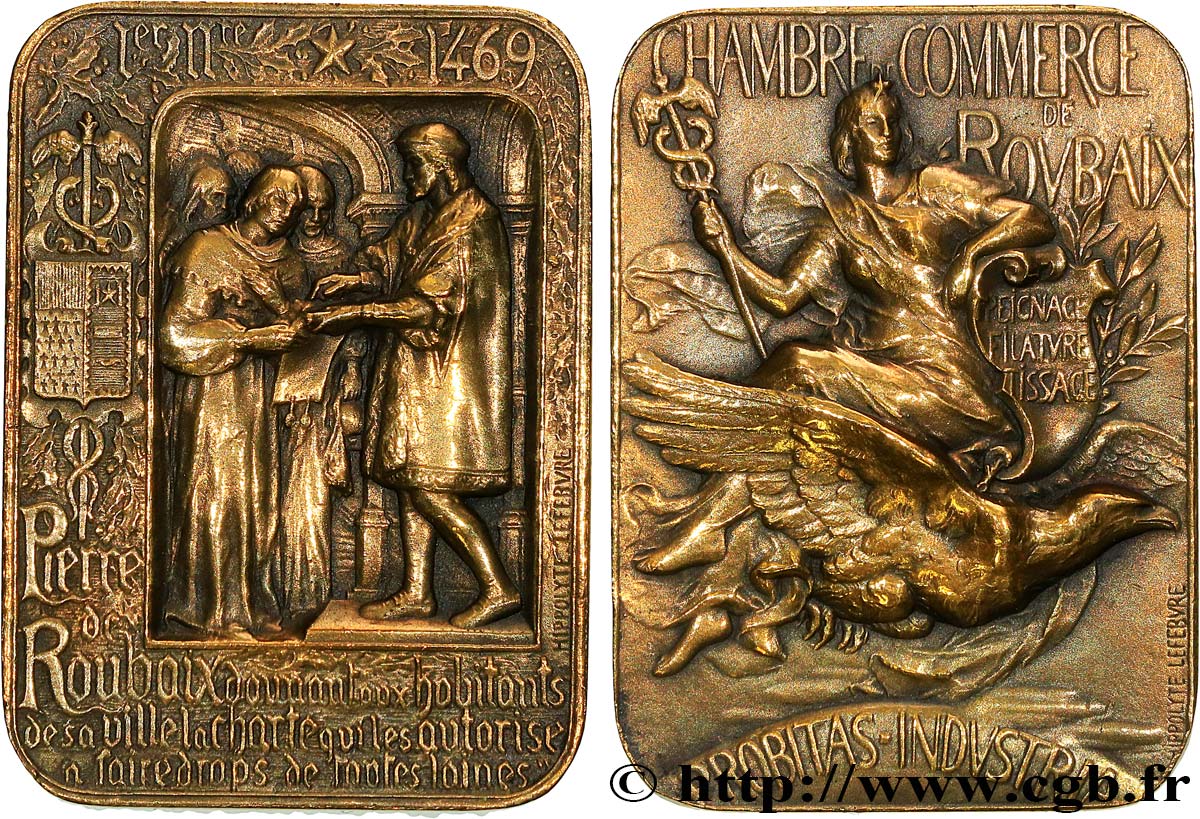 DRITTE FRANZOSISCHE REPUBLIK Médaille, Chambre de Commerce de Roubaix fVZ