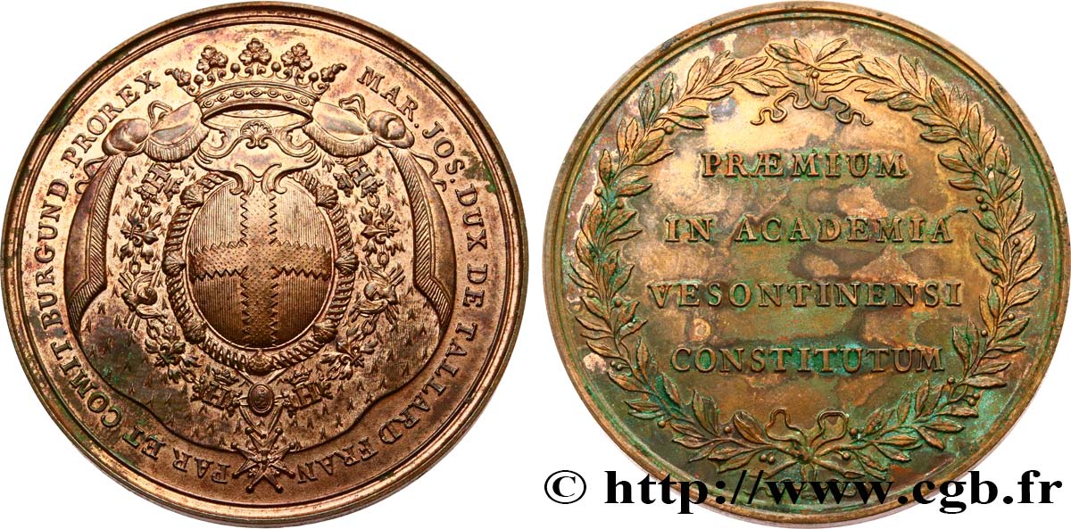 LOUIS XV THE BELOVED Médaille, Académie de Besançon, Prix du duc de Tallard AU