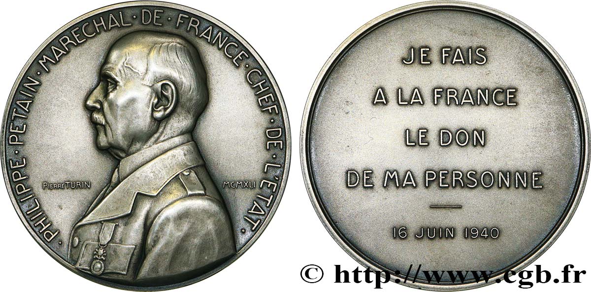 ETAT FRANÇAIS Médaille, Maréchal Pétain AU