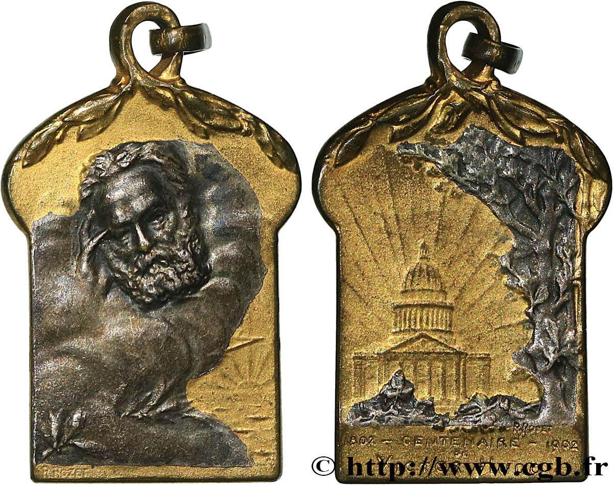TROISIÈME RÉPUBLIQUE Médaillette, centenaire de la naissance de Victor Hugo TTB+