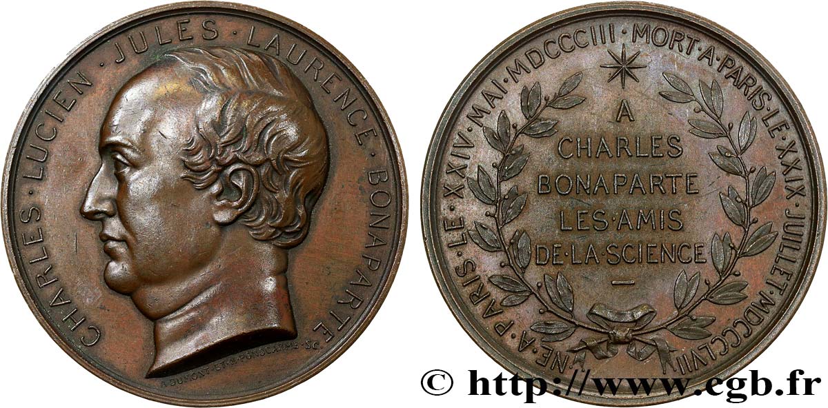 SECOND EMPIRE Médaille, Charles Lucien Bonaparte AU