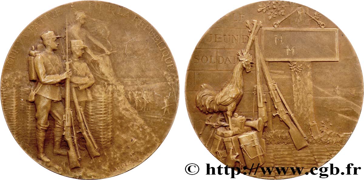 III REPUBLIC Médaille, Le jeune soldat XF