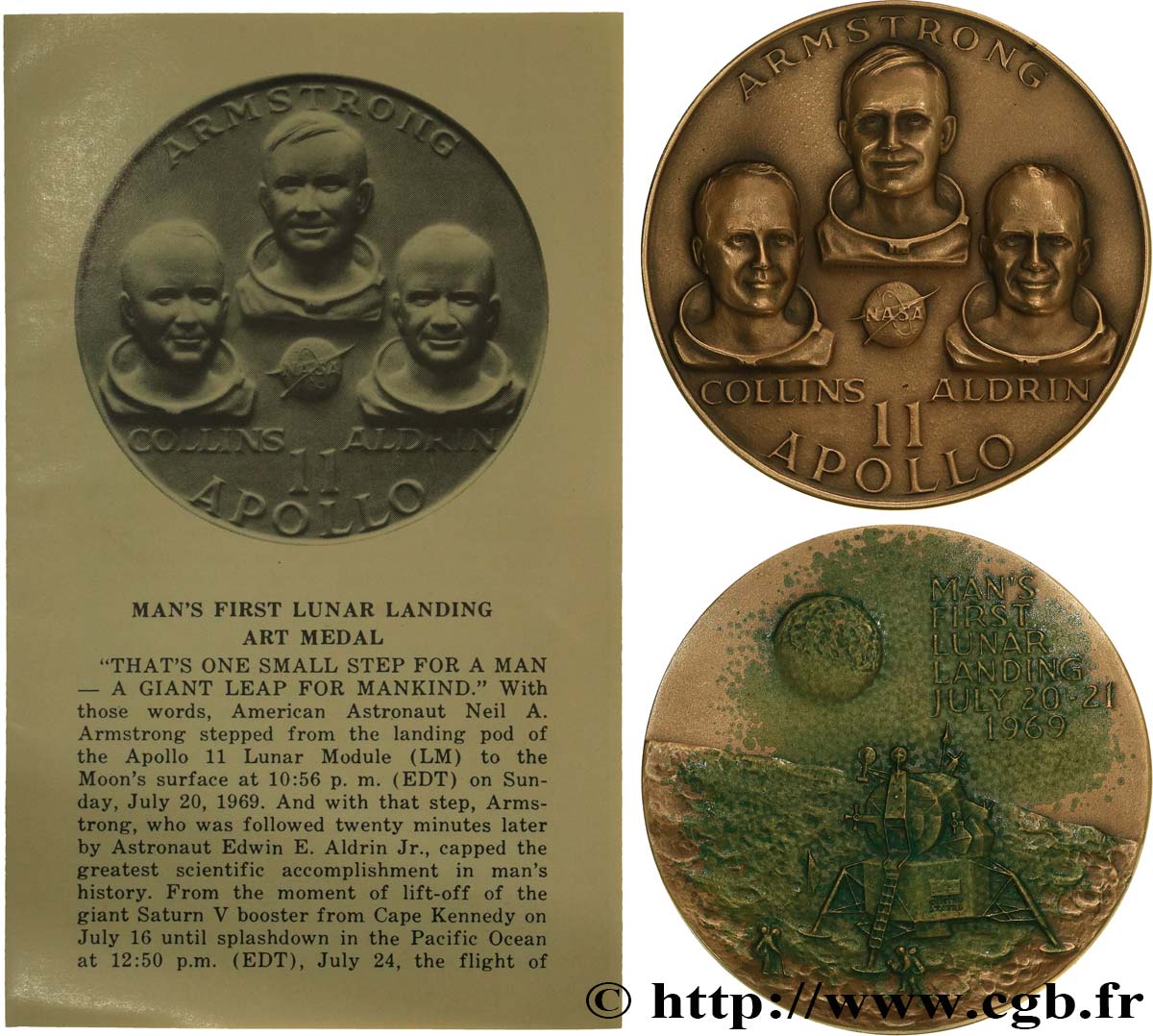 CONQUÊTE DE L ESPACE - EXPLORATION SPATIALE Médaille, Apollo 11 EBC/MBC