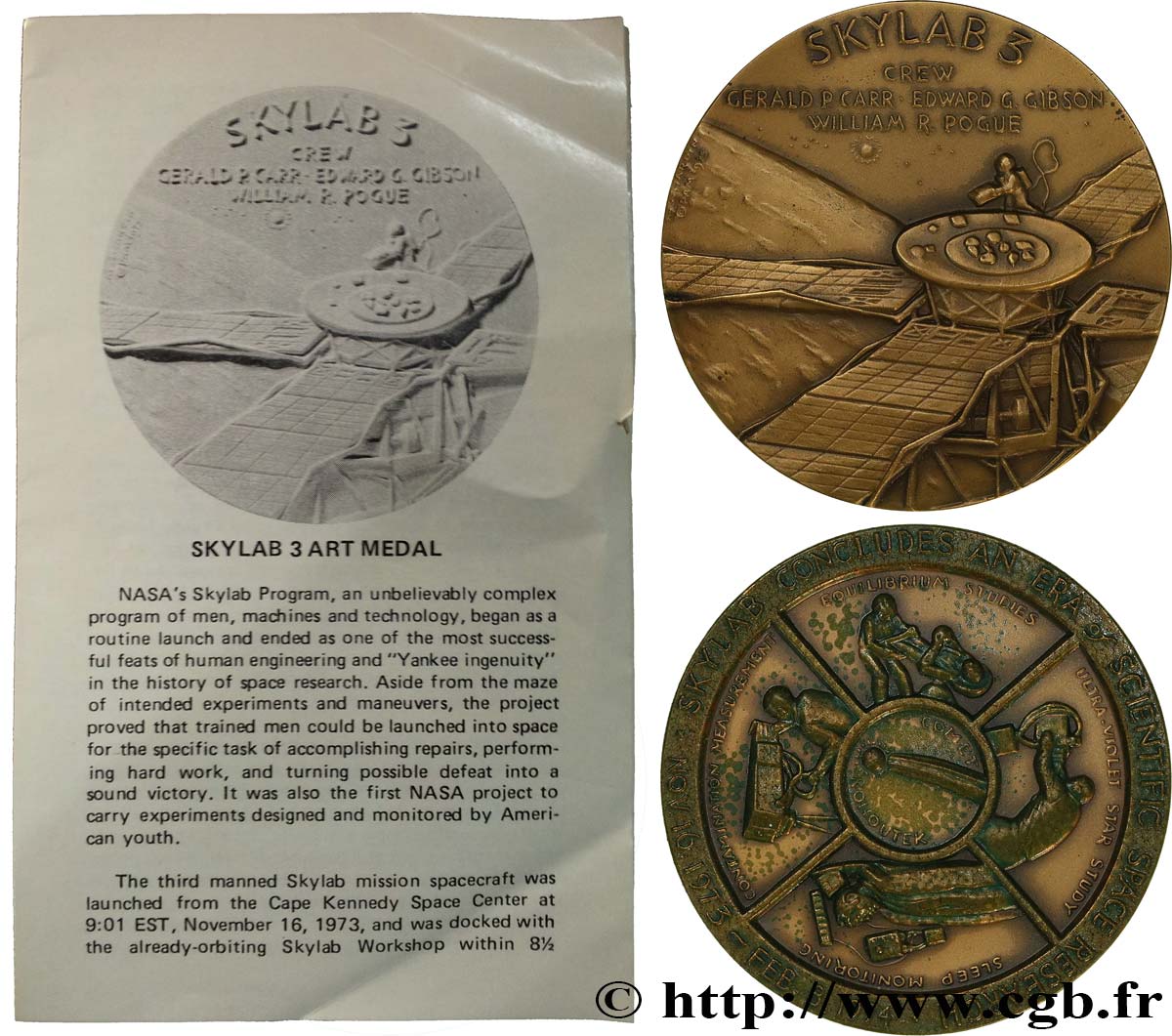 CONQUÊTE DE L ESPACE - EXPLORATION SPATIALE Médaille, Skylab 3 AU/XF