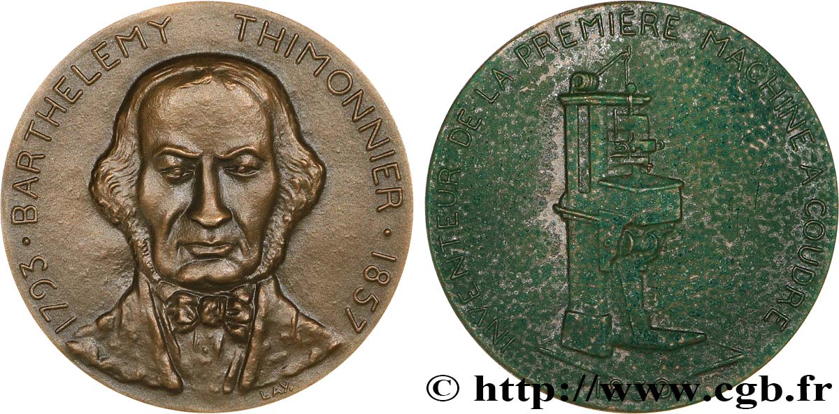 SCIENCES & SCIENTIFIQUES Médaille, Barthélemy Thimonnier AU/AU