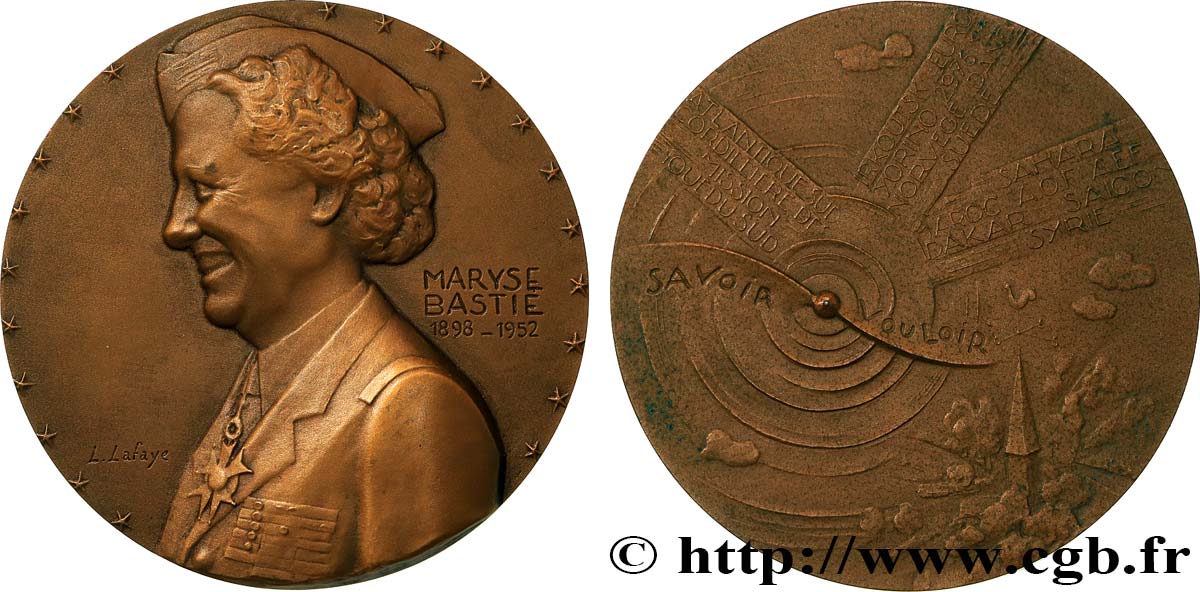 AÉRONAUTIQUE - AVIATION : AVIATEURS & AVIONS Médaille, Maryse Bastié TTB+