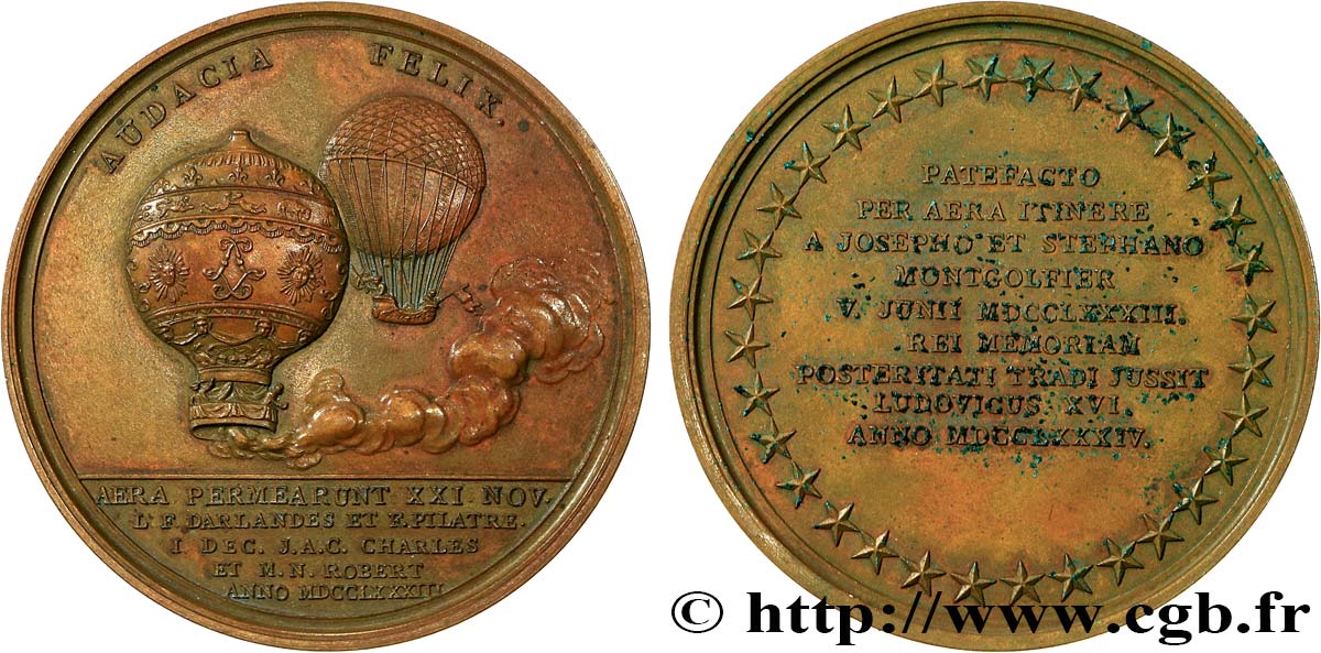 LOUIS XVI Médaille, Expérience aérostatique, Premier vol de ballons habités fVZ/SS