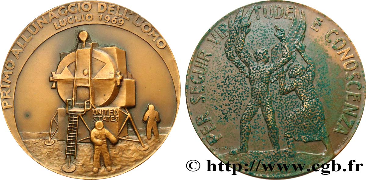 CONQUÊTE DE L ESPACE - EXPLORATION SPATIALE Médaille, Premier atterrissage de l’homme sur la lune AU