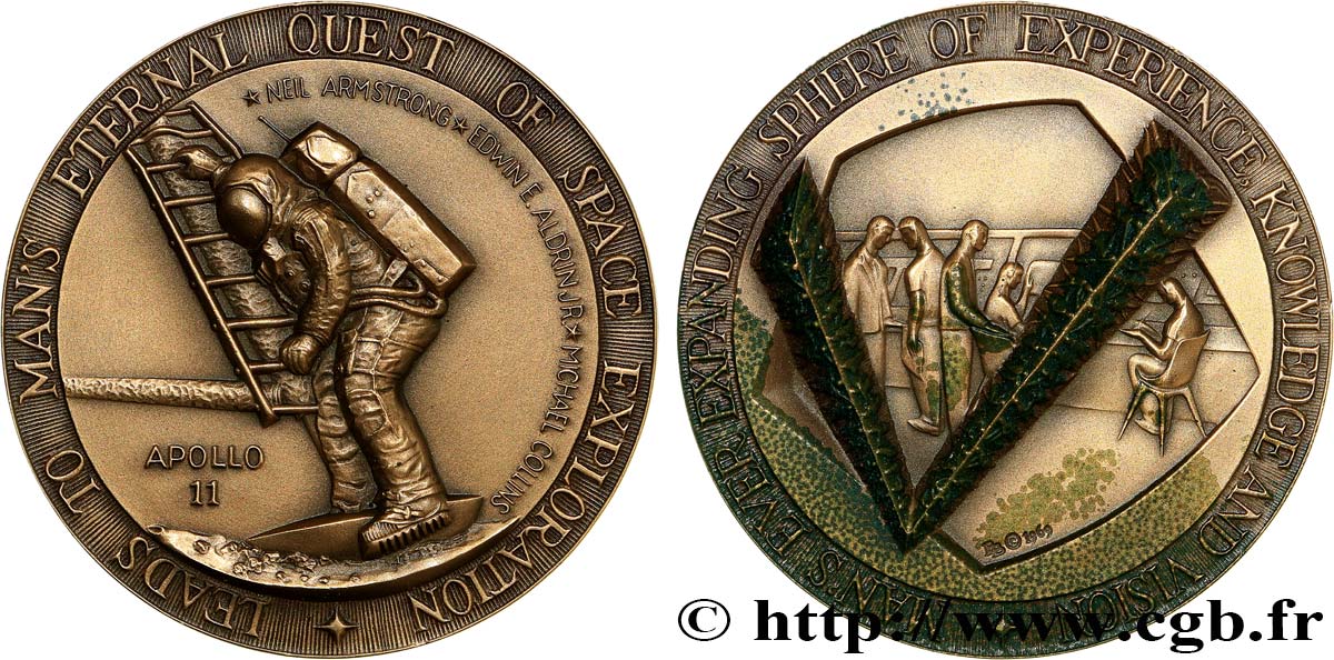 CONQUÊTE DE L ESPACE - EXPLORATION SPATIALE Médaille, Apollo 11 AU/AU