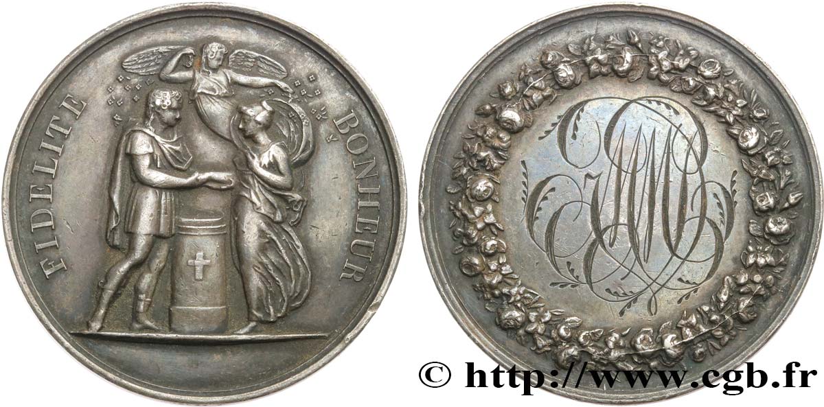 AMOUR ET MARIAGE Médaille de mariage, Fidélité et Bonheur TTB