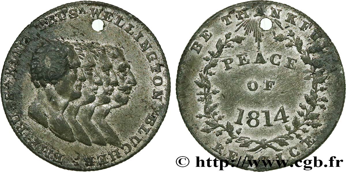 GRAN BRETAÑA - JORGE III Médaille, Paix de 1814 BC+