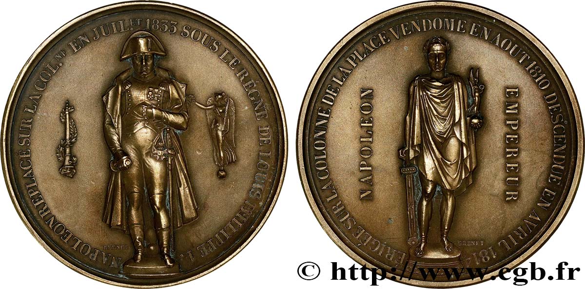 LOUIS-PHILIPPE Ier Médaille, Rétablissement de la statue de Napoléon Ier TTB+