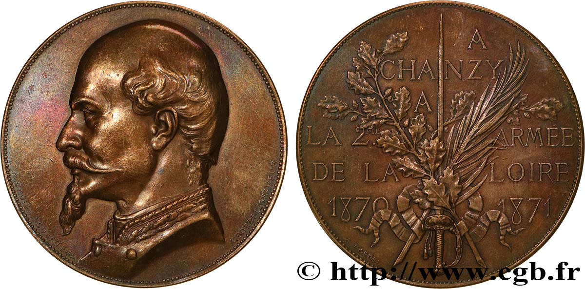 GUERRE DE 1870-1871 Médaille, A Chanzy, la 2ème armée de la Loire AU
