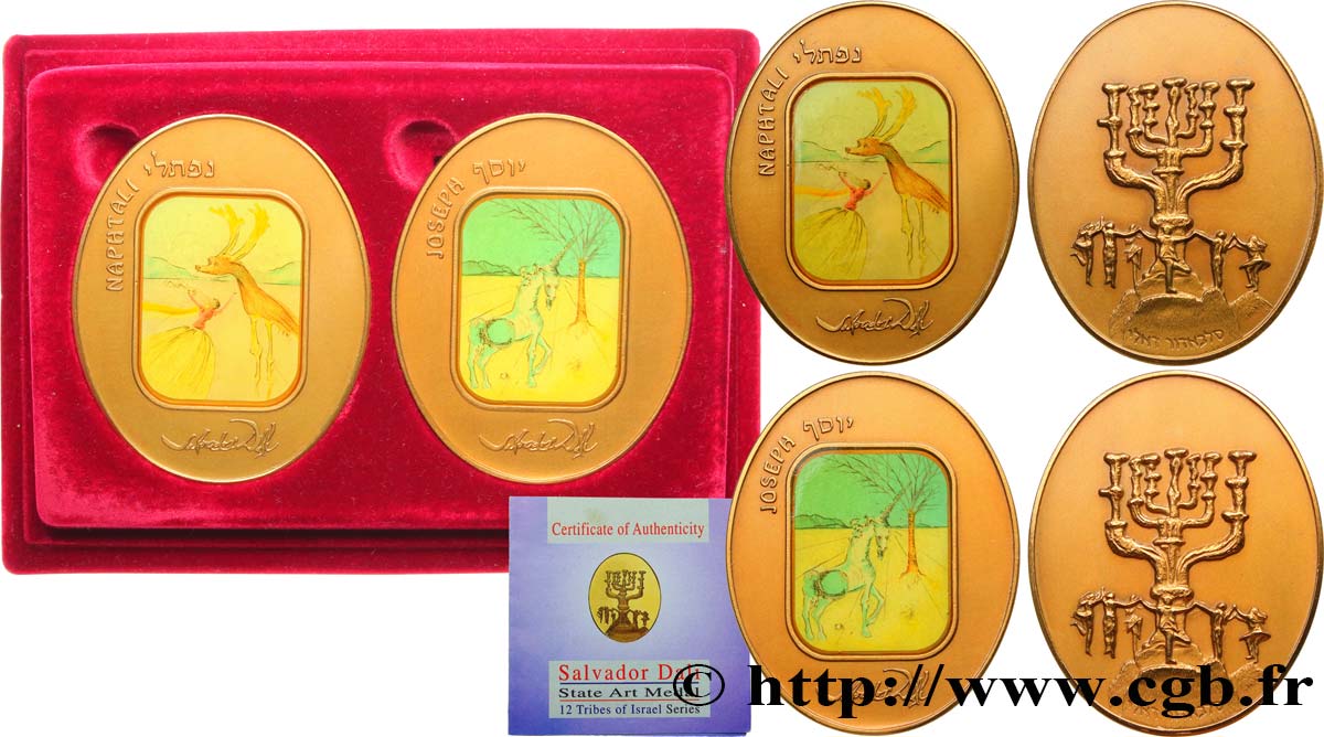 ISRAEL Médaille, Oeuvres de Salvador Dali, lot de 2 ex. AU