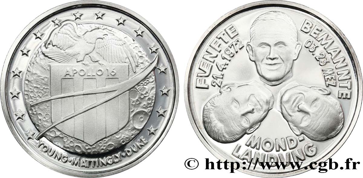 CONQUÊTE DE L ESPACE - EXPLORATION SPATIALE Médaille, Apollo 16 - vol spatial MS