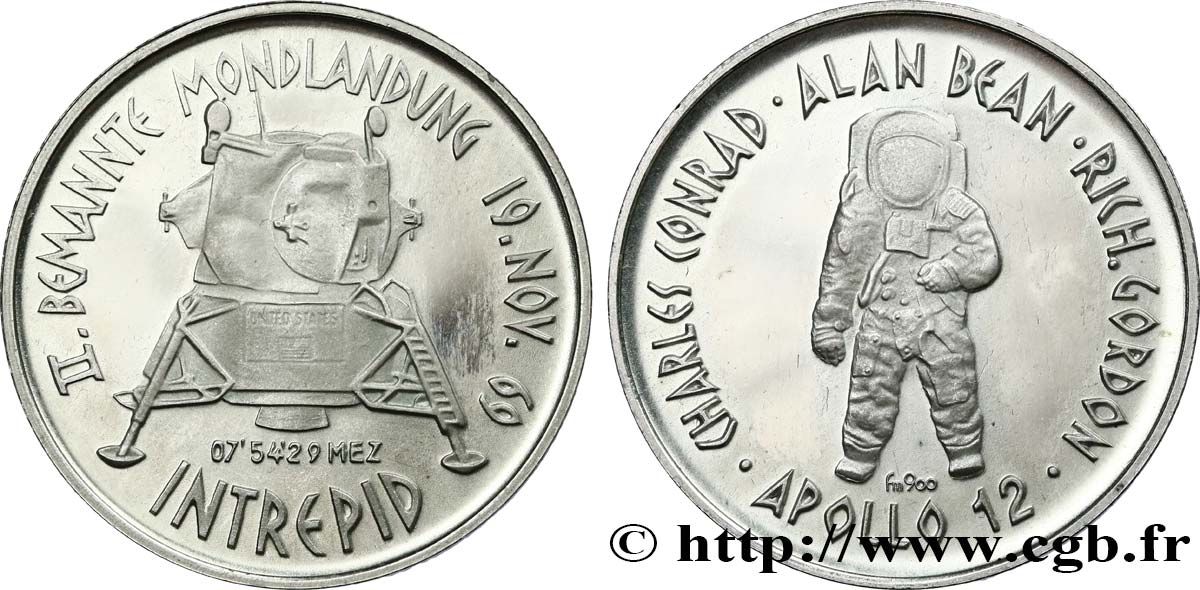 CONQUÊTE DE L ESPACE - EXPLORATION SPATIALE Médaille, Apollo 12 - Module lunaire Intrepid TTB