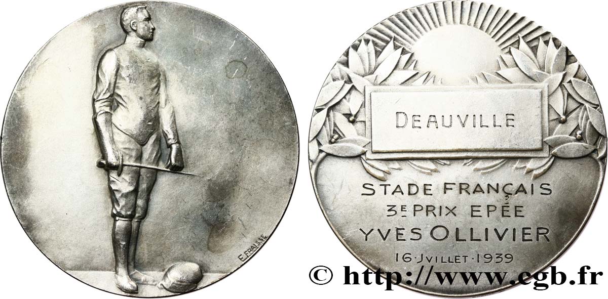 TROISIÈME RÉPUBLIQUE Médaille, 3e prix, Épée TTB