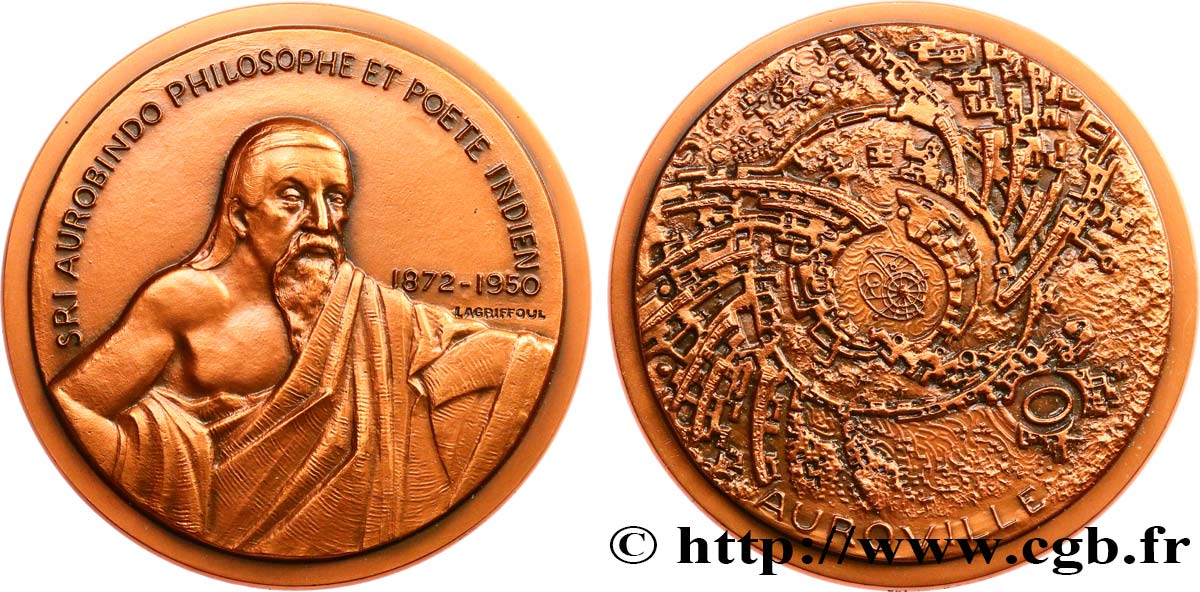 LITTÉRATURE : ÉCRIVAINS/ÉCRIVAINES - POÈTES Médaille, Aurobindo Ghose SUP