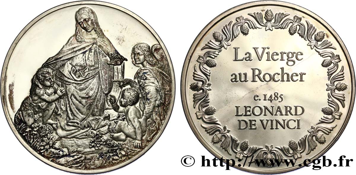 LES 100 PLUS GRANDS CHEFS-D OEUVRE Médaille, La Vierge aux rochers de De Vinci SUP