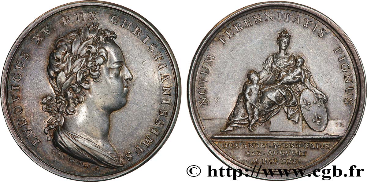 LOUIS XV THE BELOVED Médaille, Naissance du duc d’Anjou AU