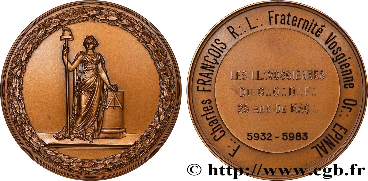 FRANC-MAÇONNERIE - PARIS Médaille, 25e anniversaire, Franc-maçonnerie EBC