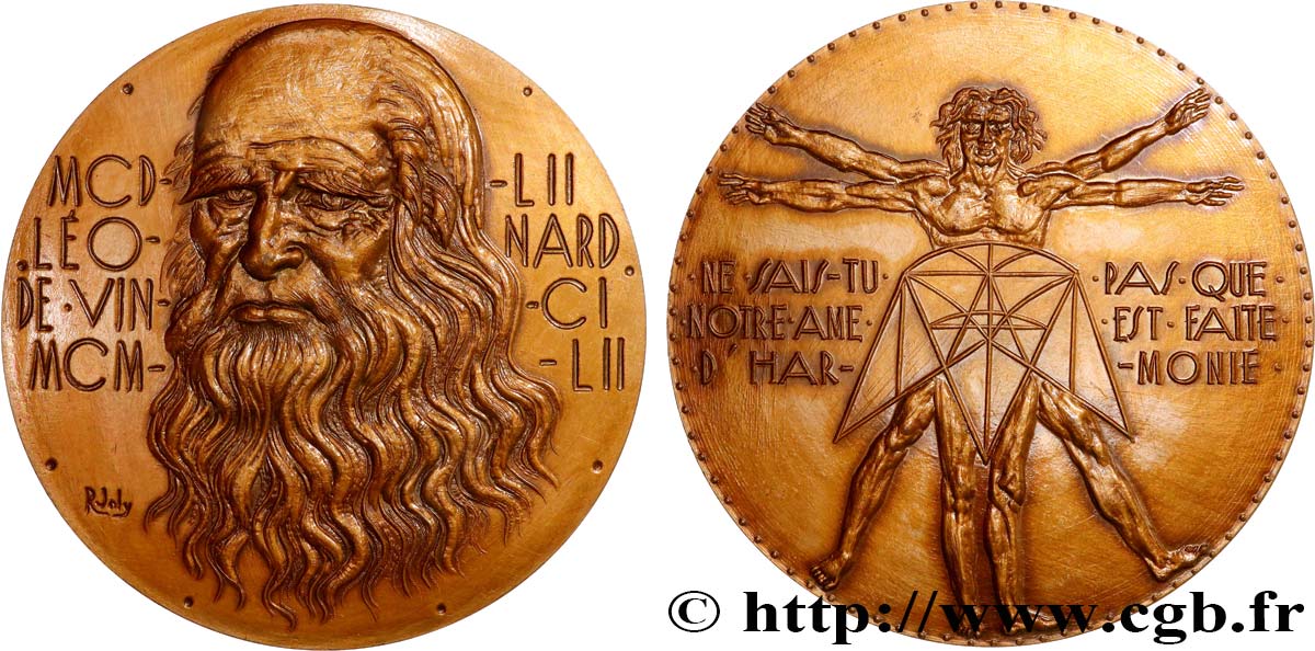 ARTISTES : GRAVEURS, PEINTRES, SCULPTEURS Médaille, Léonard de Vinci, l’homme de Vitruve SUP