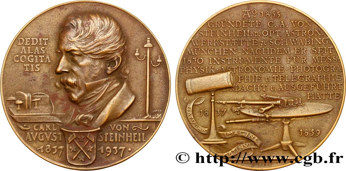 SCIENCES & SCIENTIFIQUES Médaille, Carl August von Steinheil TTB+