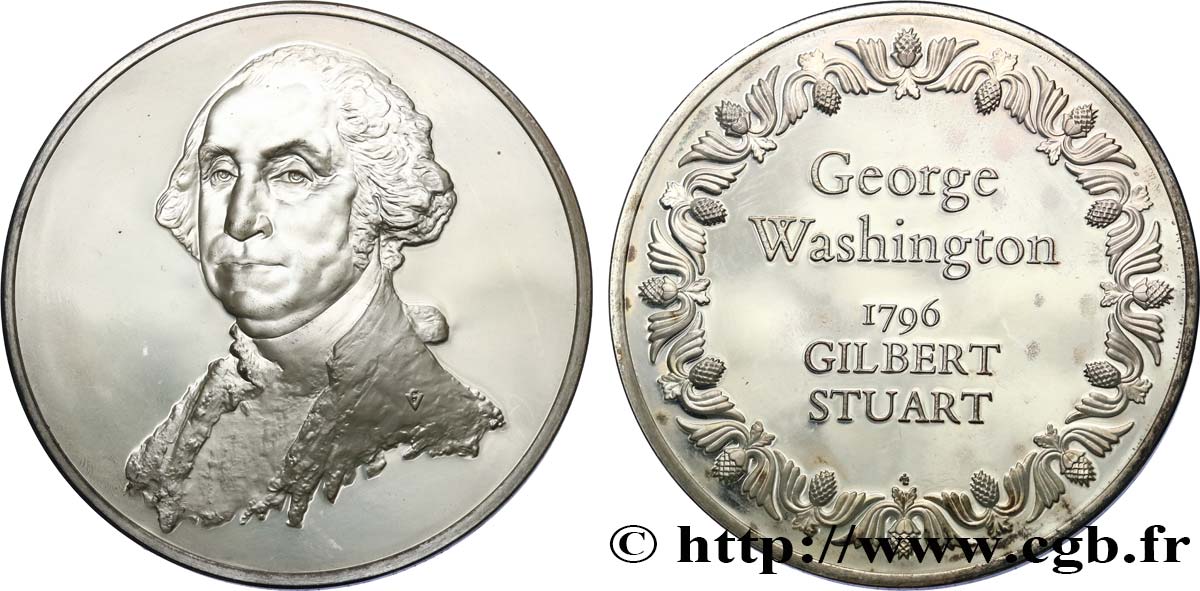 THE 100 GREATEST MASTERPIECES Médaille, George Washington par Stuart AU