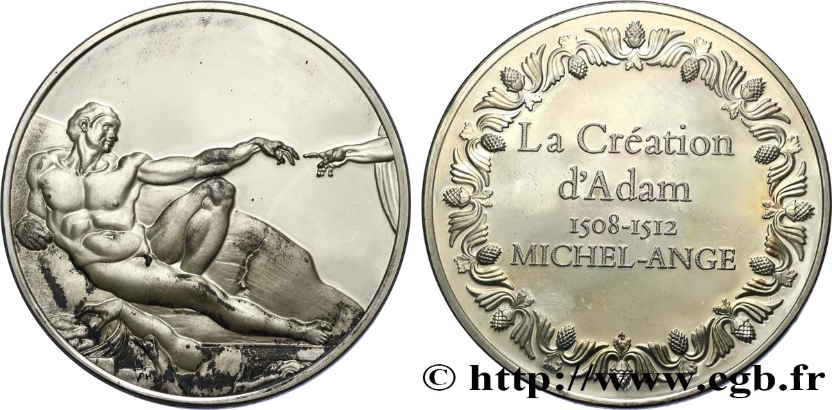 LES 100 PLUS GRANDS CHEFS-D OEUVRE Médaille, La création d’Adam de Michel-Ange SUP