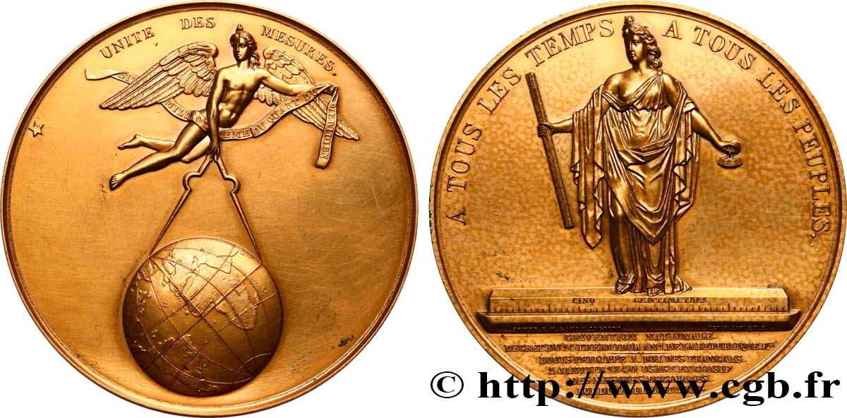 LOUIS-PHILIPPE I Médaille, Système métrique décimal, refrappe AU