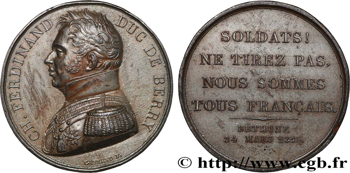 LOUIS XVIII Médaille, Paroles du duc de Berry XF