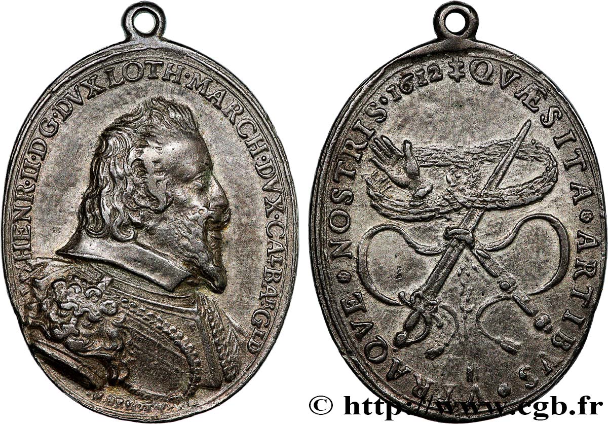 LORRAINE - DUCHÉ DE LORRAINE - HENRI II Médaille, Henri de Lorraine et Catherine de Bourbon TTB