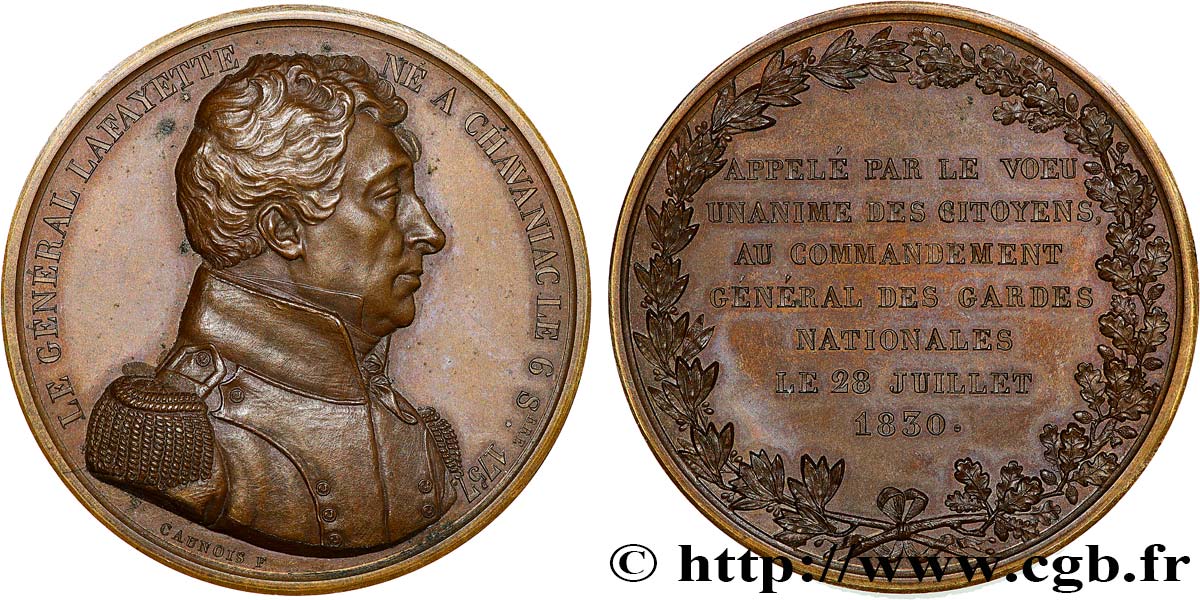 CHARLES X Médaille, Appel au Général Lafayette AU
