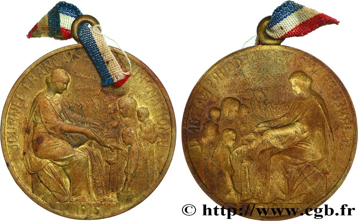 TROISIÈME RÉPUBLIQUE Médaillette, Journée française, secours national TB+