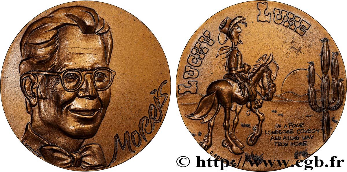 CINQUIÈME RÉPUBLIQUE Médaille, Lucky Luke par Morris SUP