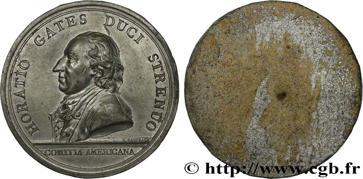 ÉTATS-UNIS D AMÉRIQUE Médaille, General Horatio Gates, Comitia americana, tirage uniface TTB+