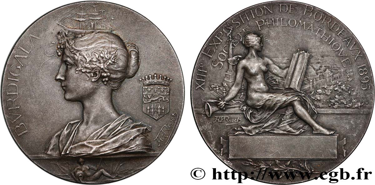 III REPUBLIC Médaille, Burdigala, 13e exposition, Société de philomathique AU