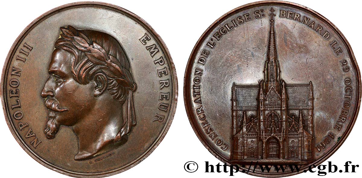 SECOND EMPIRE Médaille, consécration de l’église Saint Bernard de la Chapelle à Paris XF