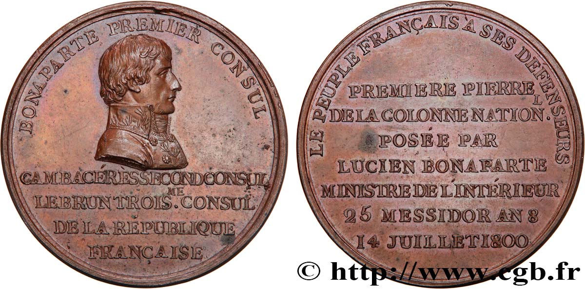 CONSULATE Médaille, Érection de la Colonne Nationale, place Vendôme AU