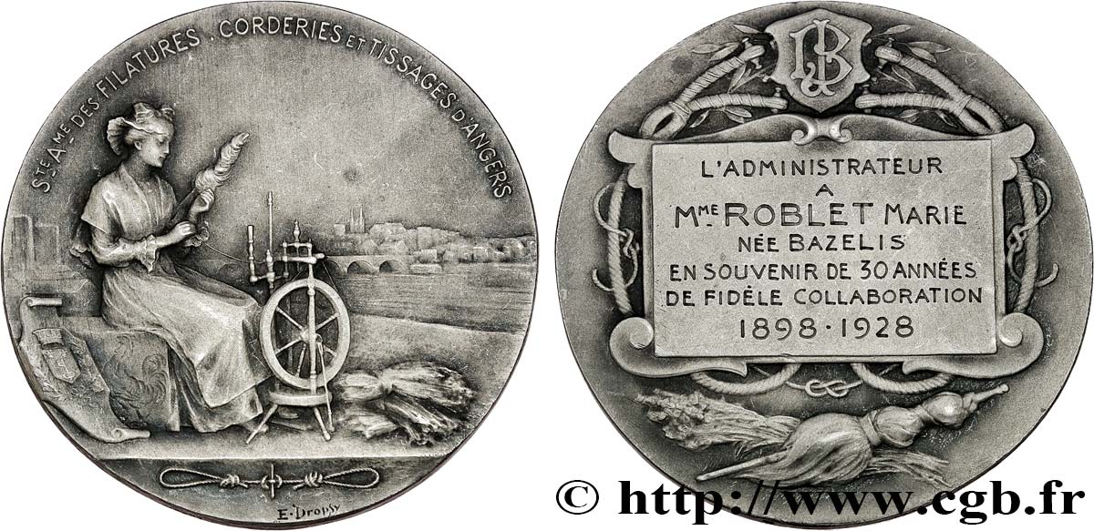 TROISIÈME RÉPUBLIQUE Médaille, Société anonyme des filatures, corderies et tissages TTB+