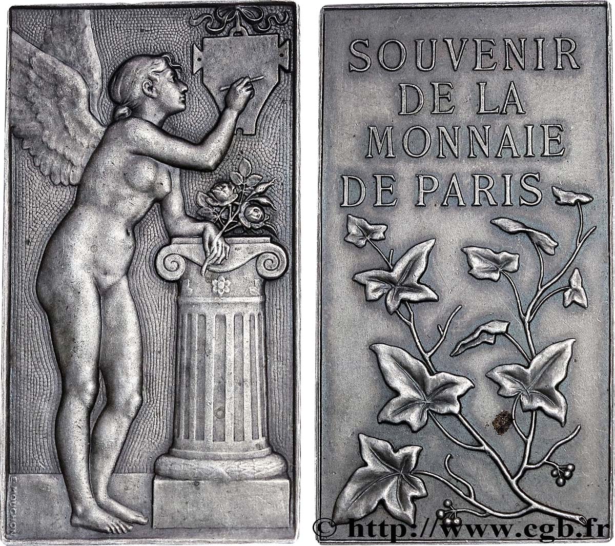 III REPUBLIC Plaquette, Génie à la tablette, Souvenir de la Monnaie de Paris AU