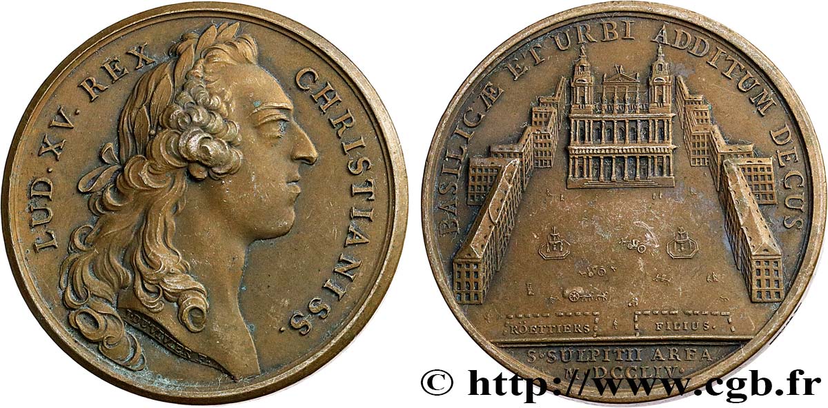 LOUIS XV DIT LE BIEN AIMÉ Médaille, Construction de la place Saint-Sulpice à Paris, refrappe TTB+